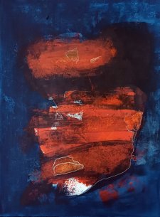 Mascha Trojer head in orange and blue