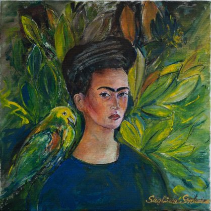 Frida und ich, gelber Vogel von Sieglinde Strohmeier